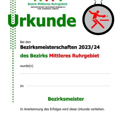 Urkunde Bezirks-Meisterschaften SIEGER